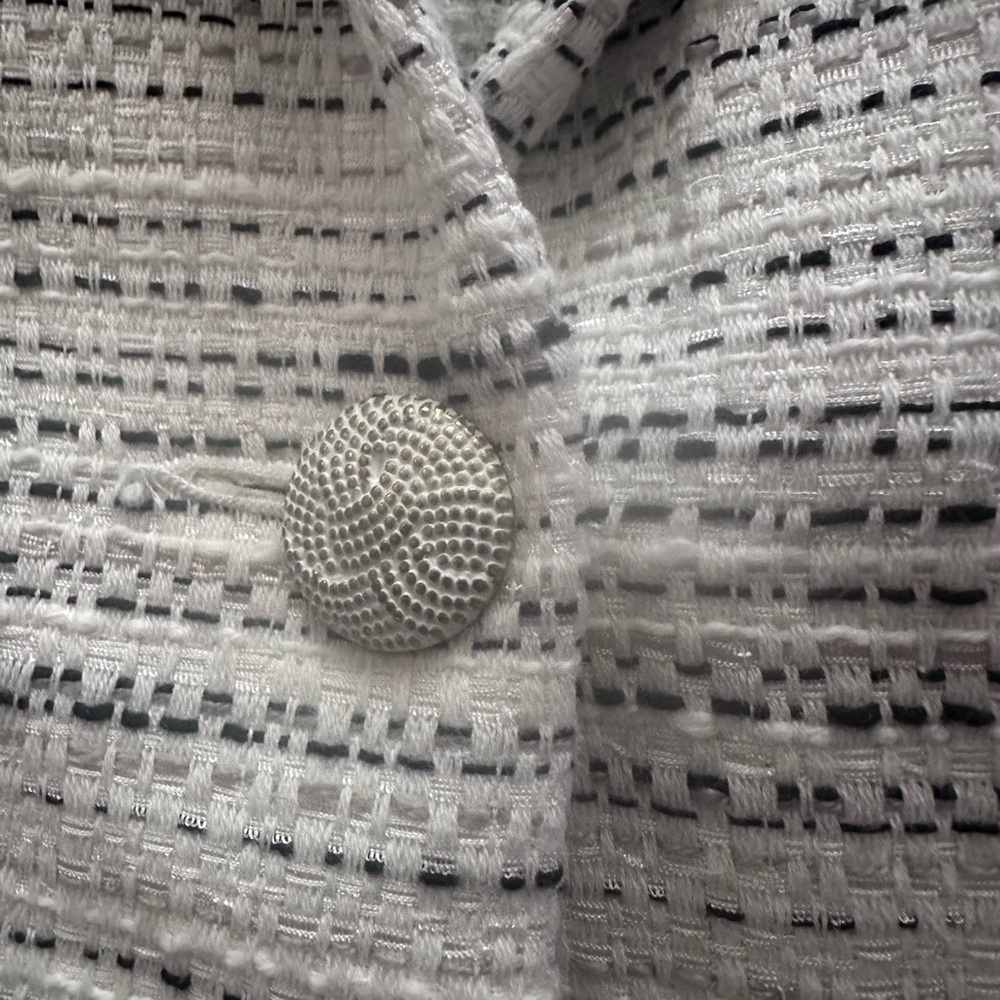 CAbi White and Black Textured Single-Button Blazer - Picture 2 of 6